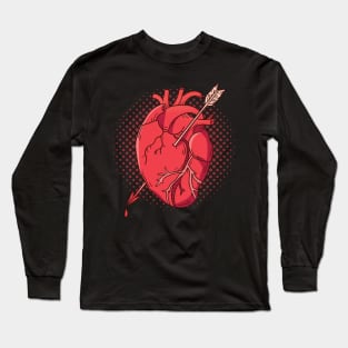 Valentine Day Arrow Heart bleeding Boys Girls Kids Gifts Long Sleeve T-Shirt